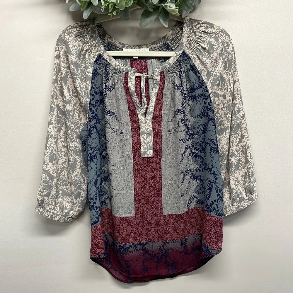 Daniel Rainn Split Neck Boho Shear Blouse M